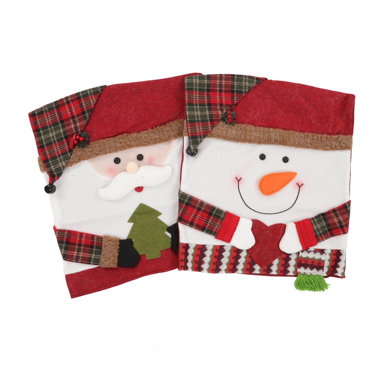 2pcs Christmas Chair Back Cover Decorative Non Woven Fabrics Old