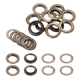 HARFINGTON 10Set Grommets Eyelets 25mm 1 Inch Brass Eyelets Kit with Washers for Fabric Curtain Tarps Leather Belt Shoes Bag DIY, Brown