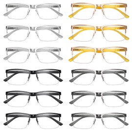Eyekepper 12-pack Half-Rim Reading Glasses for Men Lightweight Metal Readers +3.00