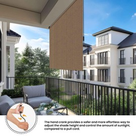 Grandekor Outdoor Roller Shade,8' W x 6' H,Patio Roll Up Shade Cordless,Outdoor Privacy Screen with 220GSM HDPE Aluminum,Wand Operation,Exterior Roller Shade Cloth for Porch Gazebo Backyard,Mocha