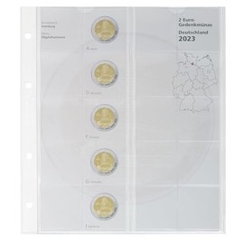 LINDNER Das Original Karat Pre-Printed Sheet 2 Euro Commemorative Coins 'Hamburg 2023' from the German Federal States Series 2023-2038