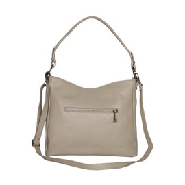AmbraModa GL35 Women's Handbag Shoulder Bag Made of Grained Cowhide Leather, Beige sand