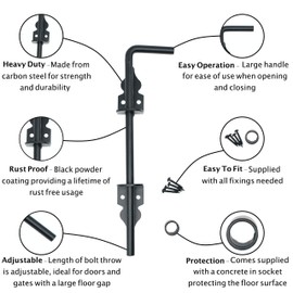 Drop Down Bolt 12 INCH / 300mm Cane Pattern | Black | Pack of 1