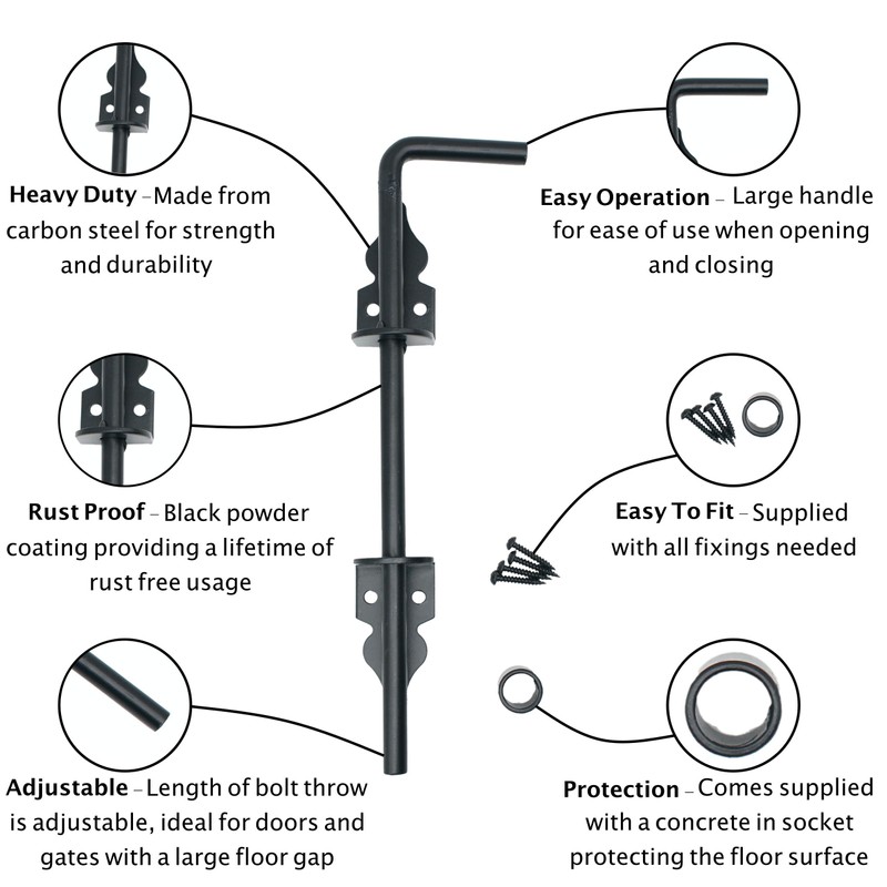 Drop Down Bolt 12 INCH / 300mm Cane Pattern |