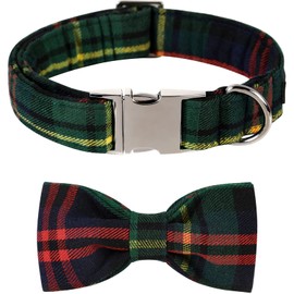 Lionet Paws Cotton Dog Collar with Bowtie, Durable Adjustable and Comfortable Collar for Medium Dogs, Neck 34-55cm