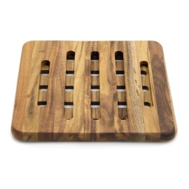 Baum Brothers Set 2 Porta Caliente Cuadrado Madera Natural Acacia | Sw-02