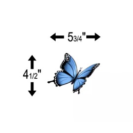 CustomDeal US Blue Butterfly (T34L) Side View Butterfly Vinyl Decal Sticker