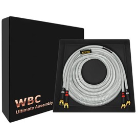 WORLDS BEST CABLES 12 Foot ULTIMATE - 8 AWG - Ultra-Pure OFC - Premium Audiophile HiFi Single Speaker Cable for Center Channel with Eminence Spade Plugs & Silver Tweed Jacket