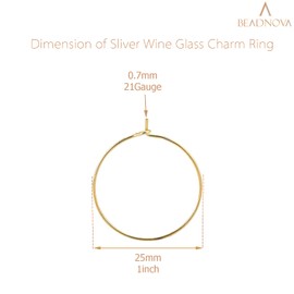 BEADNOVA Wine Charm Rings 60pcs Gold Plated 25mm Beading Charm Rings for Wine Glass DIY Crafting Festival Party Favor