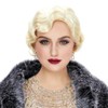Party Wig Short Finger Wavy Flapper Hairpiece (Off White, 27cm)