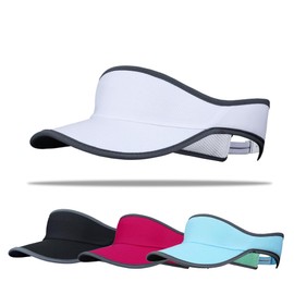 Sun Visors for Women, Adjustable UV Protection Visor Hat, Lightweight Foldable Brim for Golf Running Tennis, Moisture-Wicking Sweatband, 6 Colors (UK, Alpha, One Size, White)