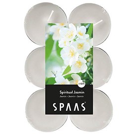 Spaas 12 Scented Maxi Tealights, 10 Hours, Spiritual Jasmine,White,D 58 mm x H 24 mm