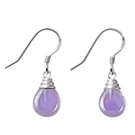 Franki Baker 925 Sterling Silver & Soft Purple Natural Amethyst Gemstones Dainty Drop Dangle Earrings. Length: 2.5cm