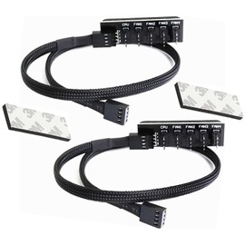 GERUI 2pcs 4-Pin Fan Distribution Cable, PWM Fan Hub, 5-Port Fan Hub, PWM CPU Splitter Adapter Cable for 12V Desktop Computer Cooler Case Fan (PC Hub