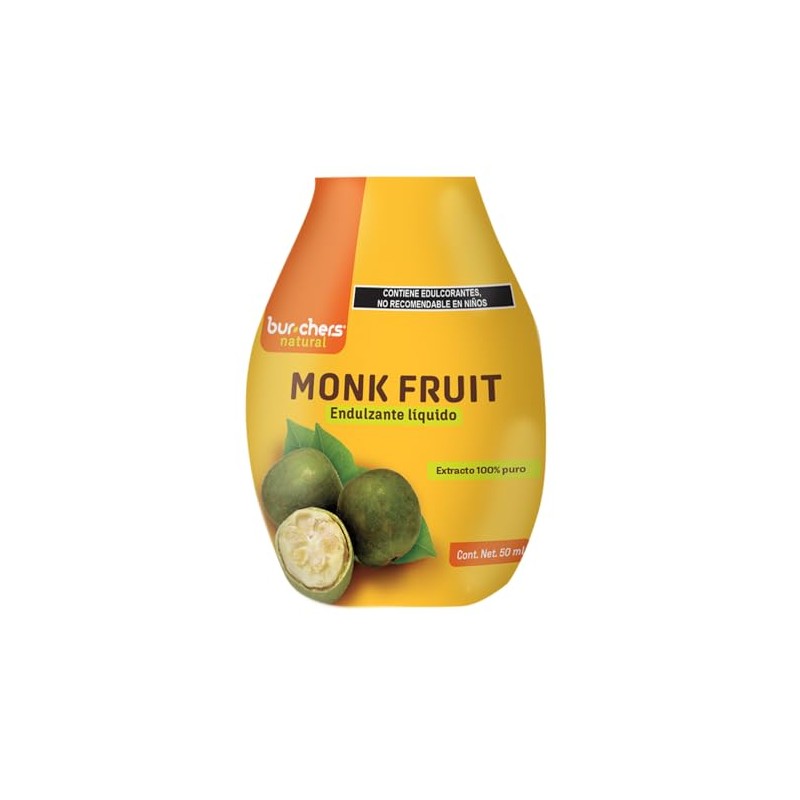 Burchers Natural Monk Fruit Líquido, Endulzante Natural Líquido, 50ml