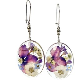 CXUEMH Pressed Flower Earrings Multi-Colored Flower Earrings for Women Teardrop Dangle Earrings Forget-me-not Resin Earrings Real Dried Flower Jewelry (Forget-me-not)
