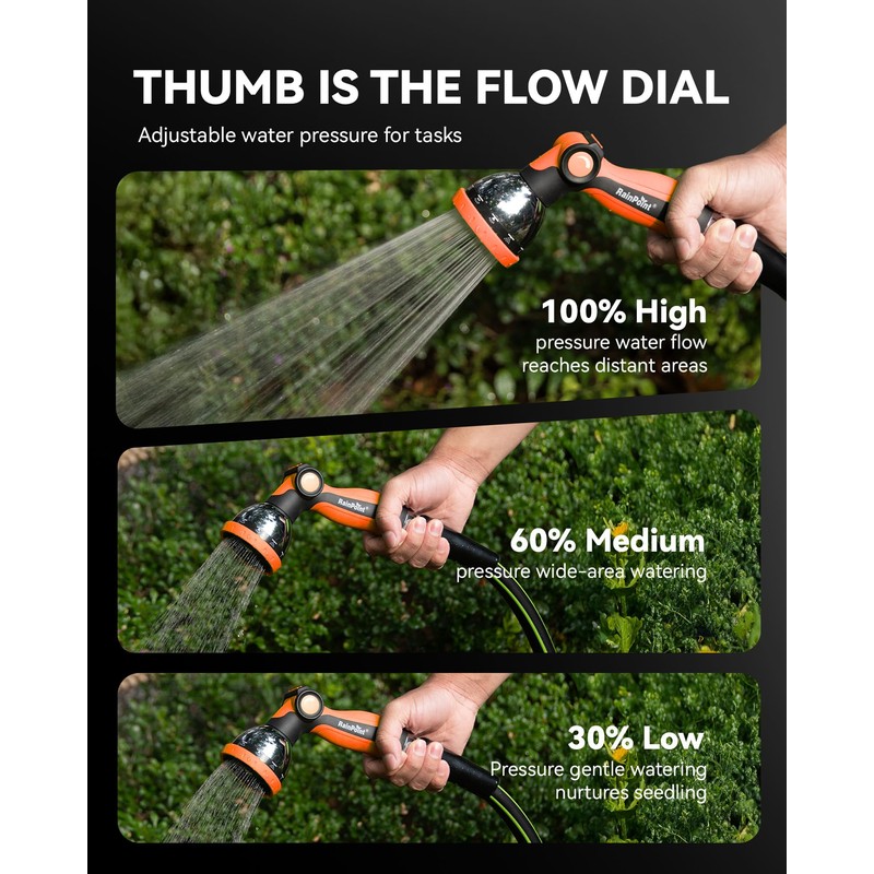 RAINPOINT Spray Nozzles for Garden Hose - 10 Spray Patterns