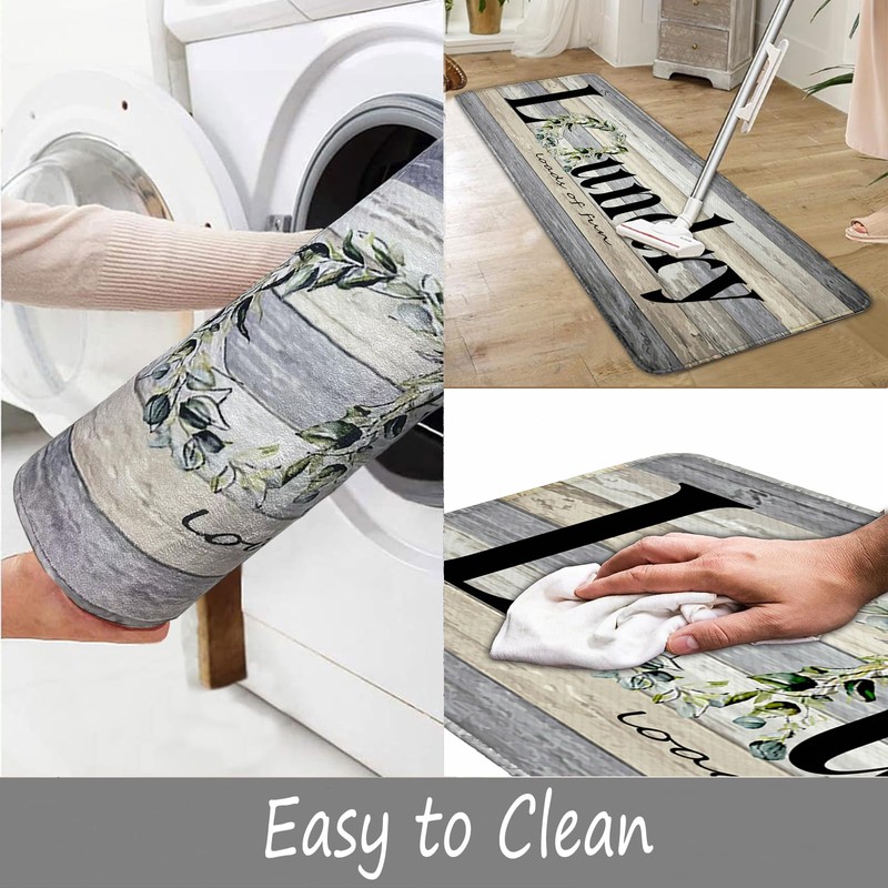 BAOMANYI BAOMANYI Laundry Room Rug Runner, Machine Washable Modern Solid