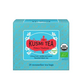 Kusmi Tea - Prince Vladimir - Organic Earl Grey Black Tea with Orange - Flavored with Citrus, Cinnamon, Bergamot, Vanilla & Spices - Caffeinated Tea - 20 Tea Bags