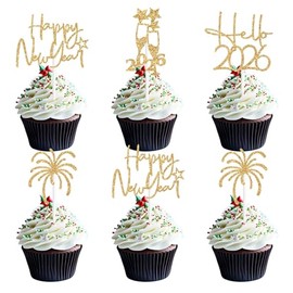 Decoración para cupcakes de feliz año nuevo, Hello 2026, Cheers to the New Year's Eve 2026, 16 unidades