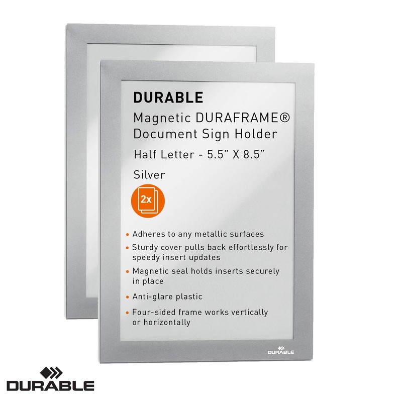 Durable Magnetic DURAFRAME Document Sign Holder, Half Letter-Size 5-1/2" x