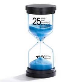 25 Minute Sand Hourglass Timer: Plastic Sand Clock 25 Min, Extra Blue Reloj De Arena, Unity Hour Glass Colorful Sandglass Timer for Kids, Games, Classroom, Kitchen, Decoration