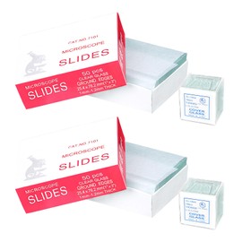 Forhandy Pack of 100 Pre-Cleaned Microscope Slides 76 x 26 mm and 200 Cover Glasses 18 x 18 mm Microscope Slides Microscope Accessories for Laboratory Biology Science Studies