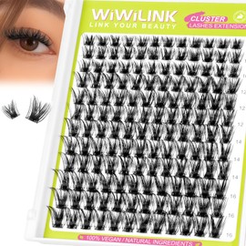 WiWiLINK Lash Clusters Wispy DIY Lash Extension 8-16mm Eyelash Clusters D Curl Individual Eye Lashes Volume False Eyelashes Natural Look Cluster Eyelash Extensions Super Thin Band for Salon, G04