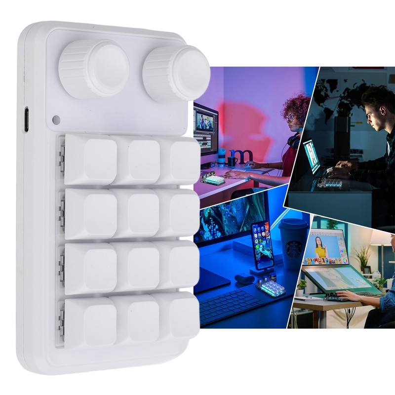 12 Keys Small Keyboard with Dual Knobs and RGB Light