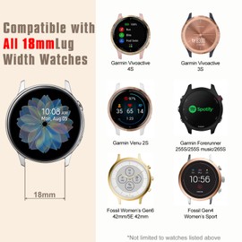 Yoohoo 18 mm Nylon Bracelet Compatible with Garmin Venu 2S/Venu 3S/Vivoactive 4S/Vivomove 3S/Forerunner 255s/255s Music/265s, Sport Braided Watch Strap for Men and Women