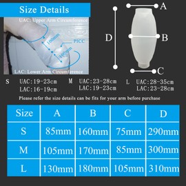 UMTEC Waterproof PICC line Protector Bandage Cover for Chemotherapy Shower, Elbow Middle Arm Cast Sleeve, (S)