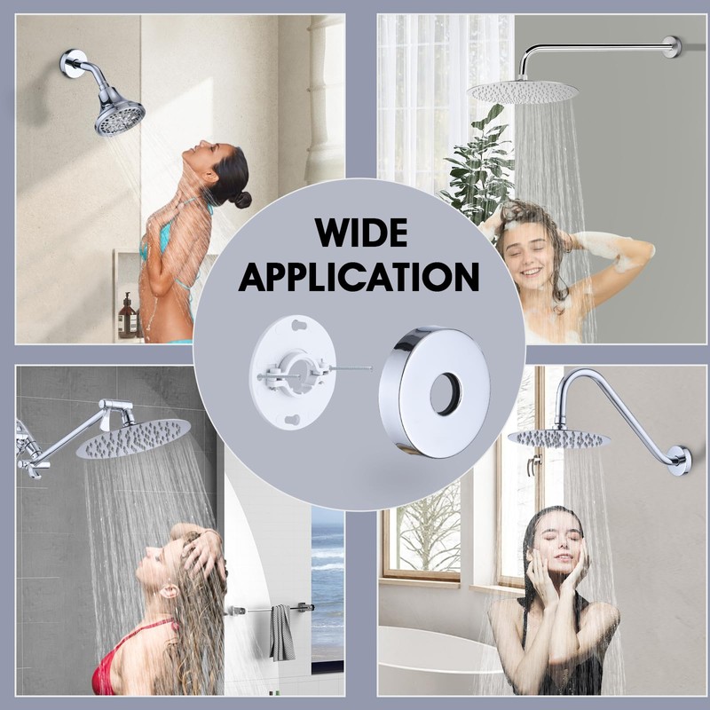 RAINREVIVE Chrome Shower Arm Flange, Shower Arm Stabilizer Bracket and
