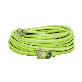 Flexzilla Pro Extension Cord, 14/3 AWG SJTW, 50 ft., Lighted Plug, Indoor/Outdoor, ZillaGreen - FZ512730