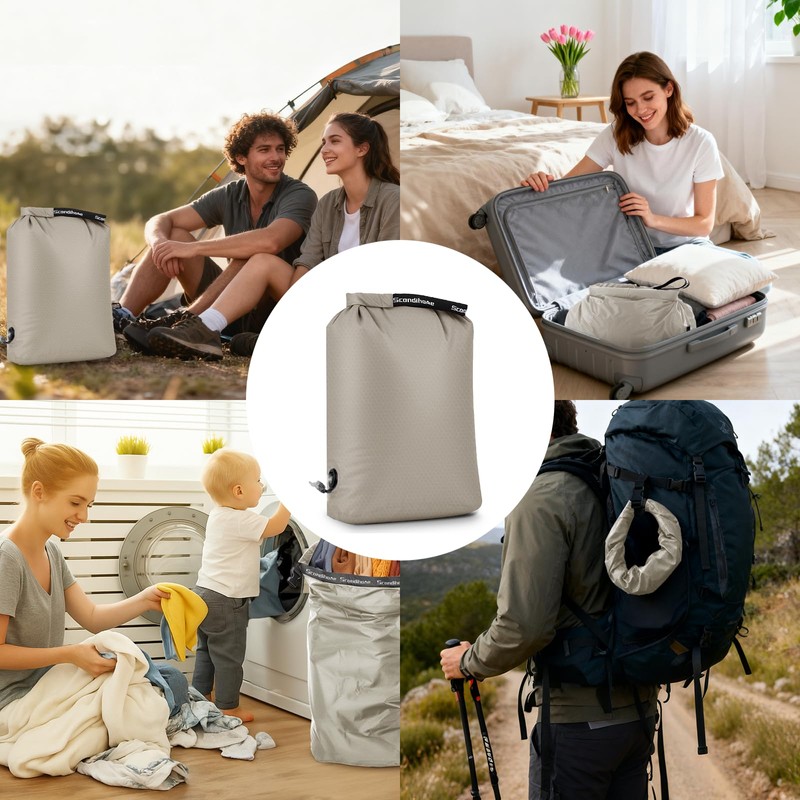 EPEDAL24 Travel Laundry Bag, Pump-Free Vacuum Compression Dirty Clothes Bag,