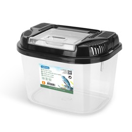 Nobleza Terrarium for Reptiles and Amphibians, Transparent Plastic Reptile Breeding Box for Turtle Lizard Spide Horn Frog Beetle, Portable Reptile Feeding Box, S (L 17.8 x W 12 x H 12.7 cm)