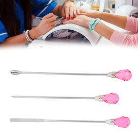 3Pcs Nail Art Stirring Rod - Professional Nail Art Spoon Spatula Set Nail Picker Stainless Steel Needle Stick Gel Mixing Manicure Nail DIY Tools for Nail Polish(01)