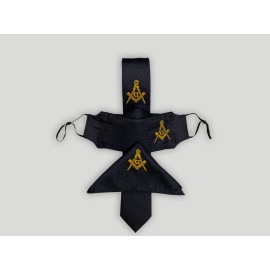 Sade New York Masonic Tie Face Mask and Handkerchief Set With The Freemasons Embroidered - 3 Piece Set