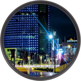 Walking Way 77MM Blue Streak Filter Variable Rotating Circular Anamorphic-Style Streak Effect Lens Filter for Photography and Videography
