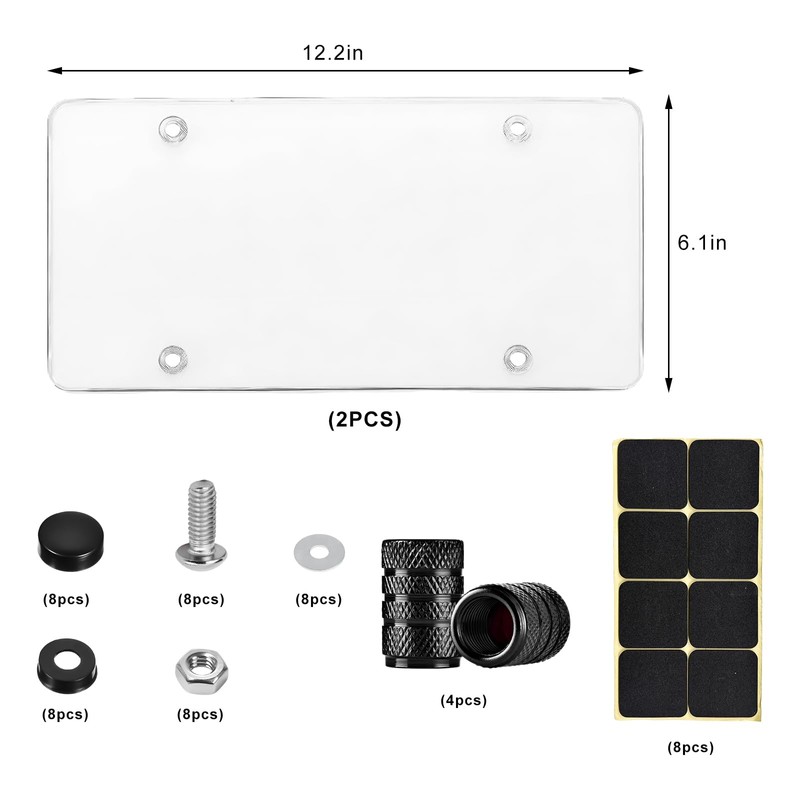 YTFRL 2 PCS License Plate Covers, Unbreakable Plastic Auto Tag