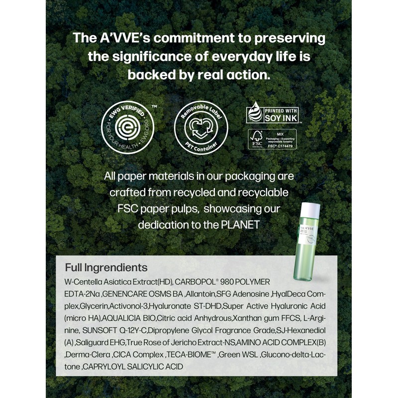 The A'VVE Derma Teca Derma Teca Toner 200ml/Teka/Moisturizing/Soothing Serum Toner/Deer