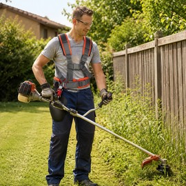 Double Shoulder Harness Strap for Brush Cutter and Lawn Trimmer - Adjustable Support Belt for Comfortable Outdoor Tool Use