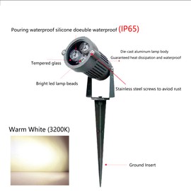 Kiven LED Landscape Spotlight Outdoor with Automatic Timer,IP65 Waterproof Garden Spotlights,3W 110V Yard Flood Light with Spiked Stand Lawn Lights,2700K LED Wall Lights with 9.84FT Wire for Patio