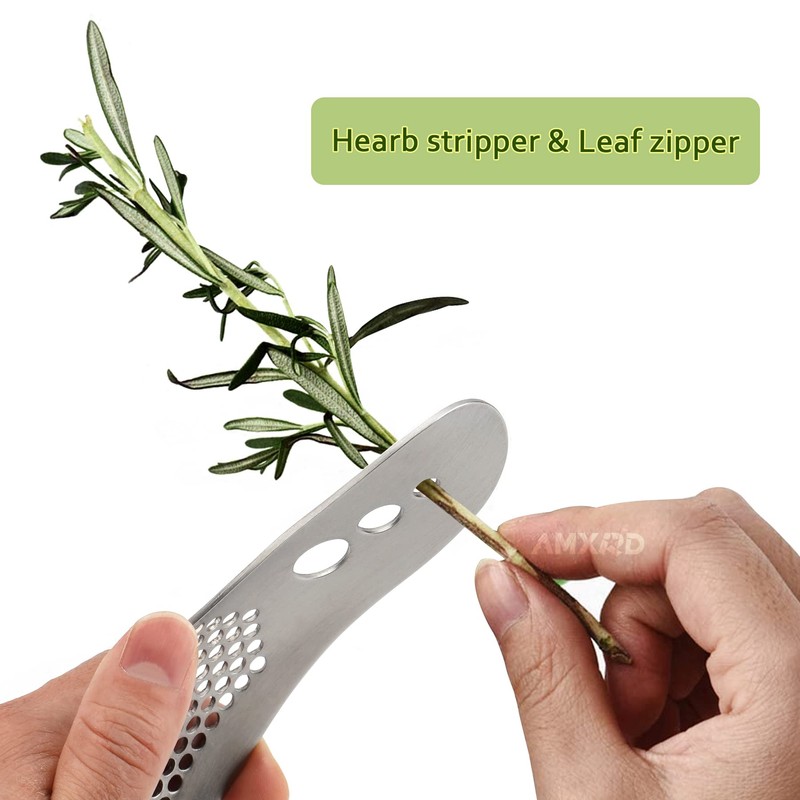 AMXRD Garlic Press Rocker & Silicone Peeler (Random Color), Stainless