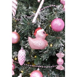 Christmas Concepts® Pack of 2-110mm (4.3") Baby Pink Glittery Festive Duck Baubles - Christmas Tree Decorations