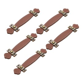 Mgoodoo Leather Drawer Pulls, 5PCS Cabinet Knobs 3-7/8inch Soft Handmate Leather Handles-Anti Rust, Perfect Replacement of Metal Dresser Closet Cupboard Wardrobe Furniture Door Pull, Brown