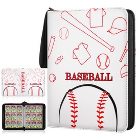 TCGUARD 9 Pockets Trading Card Binder with Sleeves Card Organizer, 900 Double Sided Pocket PU Card Collection Binder, Baseball Binder,for Sports Card, MTG, TCG Yugioh Card (Reddish-white)