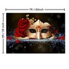 Mestiker 7x5ft Masquerade Party Backdrops Golden Mask Red Rose Backdrop