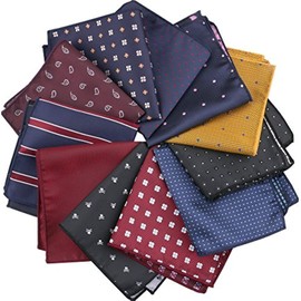 Driew 11 Pcs Men Suit Pocket Square Handkerchiefs with Assorted Pattern
