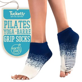 Tucketts Anklet Toeless Non-Slip Grip Socks, Full Ankle Style (Blue Effervescent)