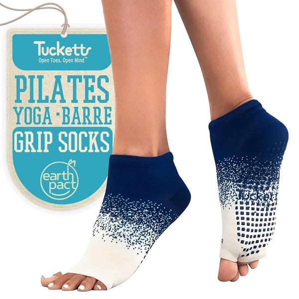 Tucketts Anklet Toeless Non-Slip Grip Socks, Full Ankle Style (Blue